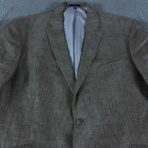 Jos A Bank Sport Coat Mens 46R 100% Linen Herringbone Tailored Fit Blazer 1905